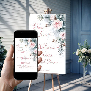 Snow in love winter bridal shower welcome sign