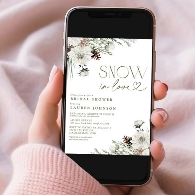 Snow In Love Winter Evergreen Bridal Shower Invitation (Creator Uploaded)
