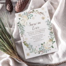 Snow In Love Winter Floral Bridal Shower Invite