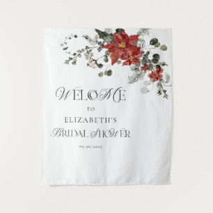Snow in Love Winter Floral Bridal Shower Tapestry