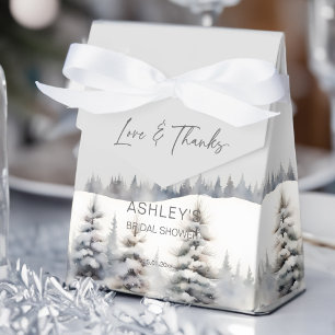 Snow in love winter pine forest bridal shower favo favour box