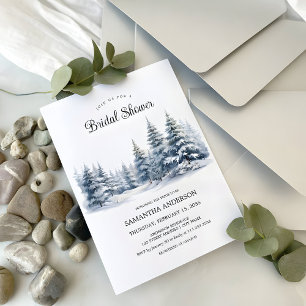 Snow in Love winter pine forest Bridal Shower Invitation