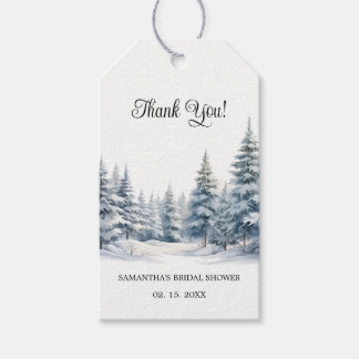 Snow in Love winter pine forest Thank You Gift Tags