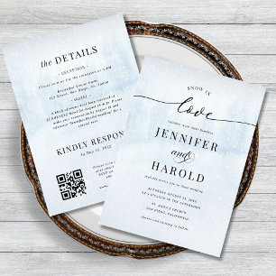 Snow in Love Winter QR Code All in One Wedding Invitation