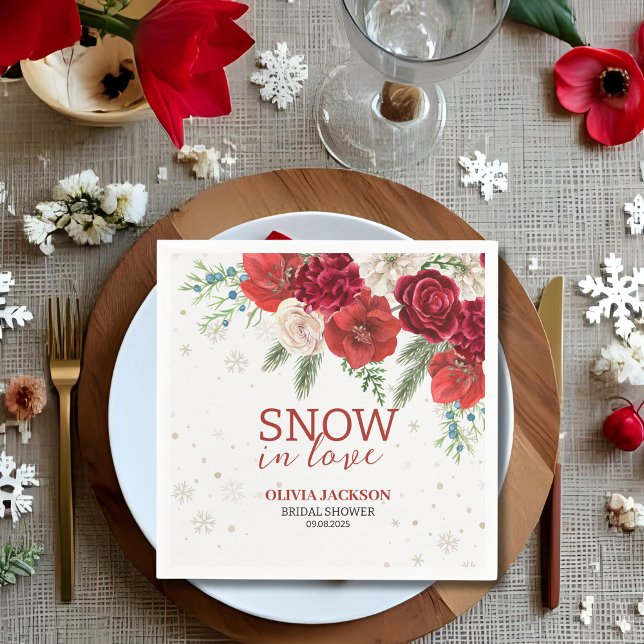 Snow in Love Winter Rustic Snowflake Bridal shower Napkin (Creator Uploaded)