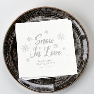 Snow in love Winter Ski Bachelorette  Napkin