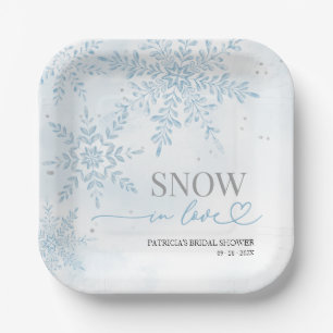 Snow in Love Winter Snowflake Bridal Shower Paper Plate