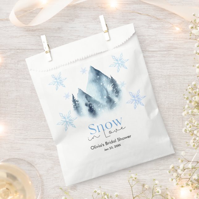Snow in Love Winter Snowflakes Bridal Shower Favour Bag (Clipped)