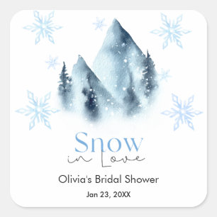 Snow in Love Winter Snowflakes Bridal Shower Square Sticker