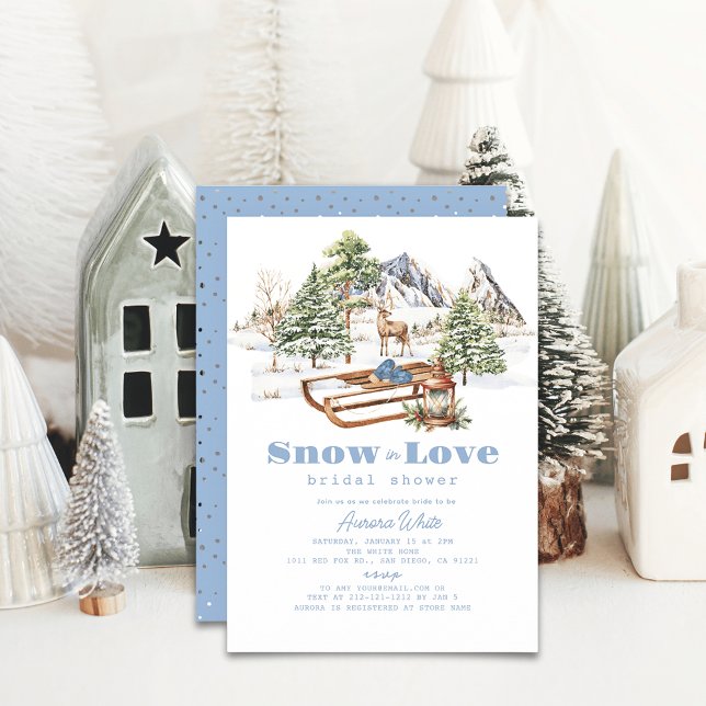 Snow in Love Winter Snowy Mountains Bridal Shower Invitation (Creator Uploaded)