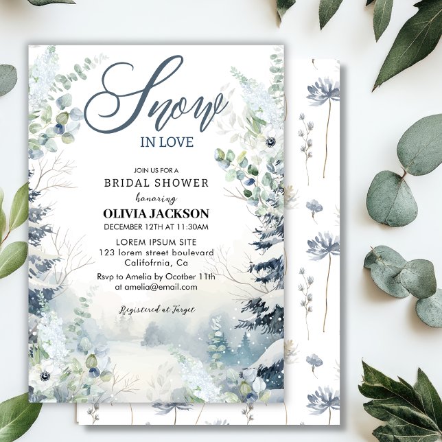 Snow in love winter wonderland blue Bridal shower Invitation (Creator Uploaded)
