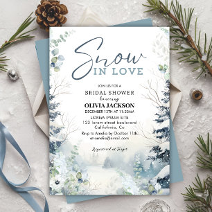 Snow in love winter wonderland blue Bridal shower Invitation