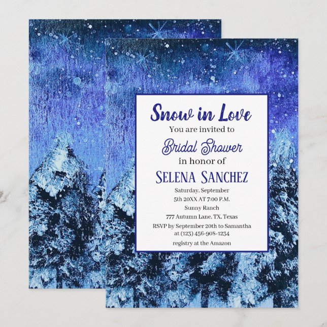 Snow in Love Winter Wonderland Bridal Shower  Invitation (Front/Back)