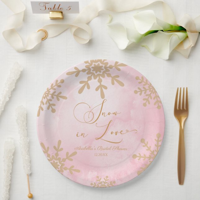 Snow In Love Winter Wonderland Bridal Shower Paper Plate (Wedding)