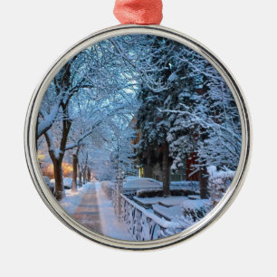 Snow in Montreal Metal Ornament