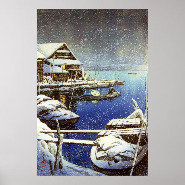 Snow in Mukojima Kawase Hasui 1931 Poster (Front)