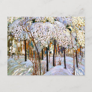 Snow in October, beautiful painting,  Holiday Postcard