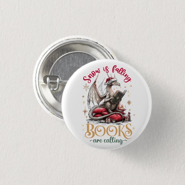 Snow Is Falling, Books Are Calling  3 Cm Round Badge (Front & Back)