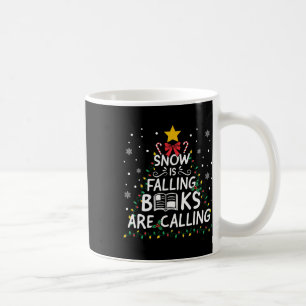 Snow Is Falling Books Are Calling Christmas Tree Coffee Mug