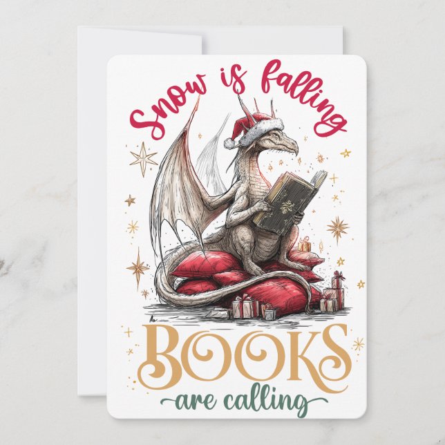 Snow Is Falling, Books Are Calling  Holiday Card (Front)