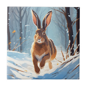 Snow-Kissed Revelry: The Hare Run Ceramic Tile