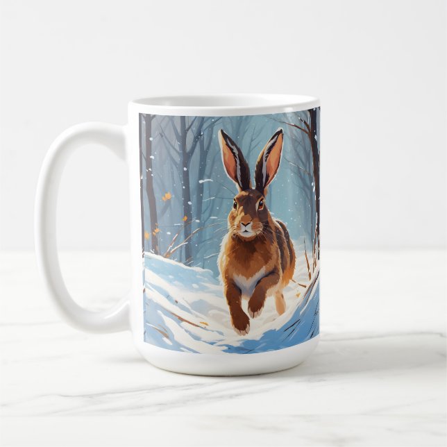Snow-Kissed Revelry: The Hare Run Coffee Mug (Left)