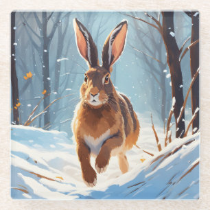 Snow-Kissed Revelry: The Hare Run Glass Coaster