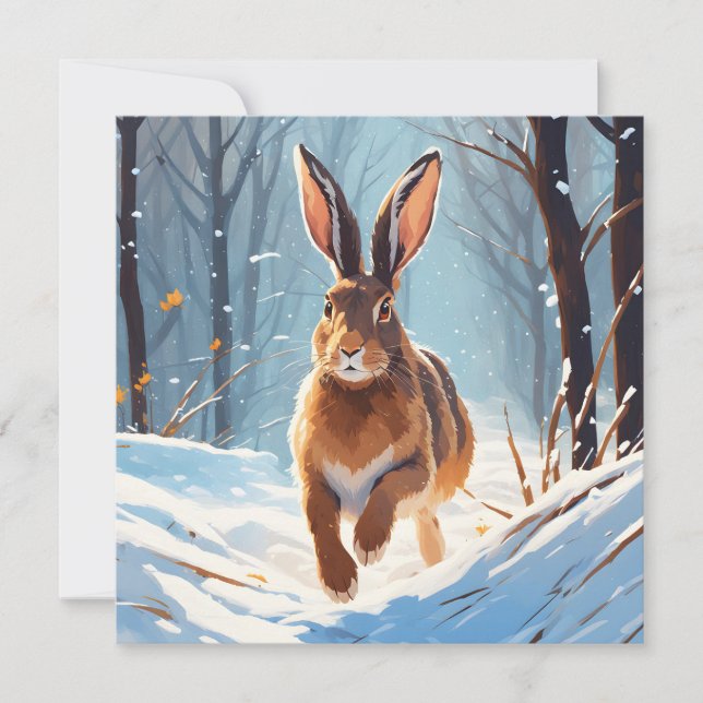 Snow-Kissed Revelry: The Hare Run Holiday Card (Front)