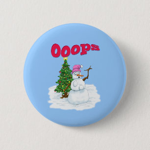Snow lady with christmas tree OOps 6 Cm Round Badge