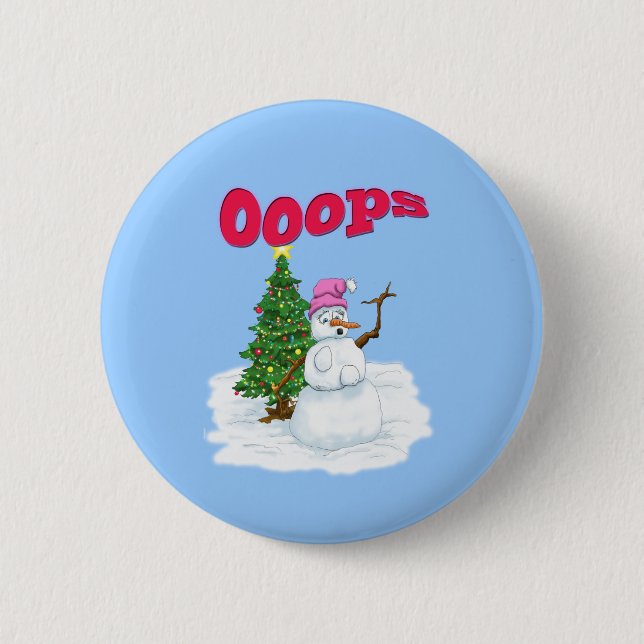 Snow lady with christmas tree OOps 6 Cm Round Badge (Front)