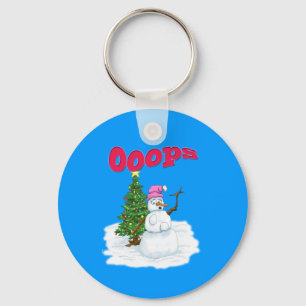Snow lady with christmas tree OOps Key Ring