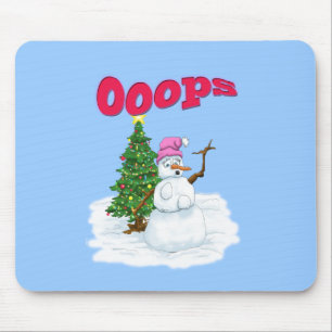 Snow lady with christmas tree OOps Mouse Pad
