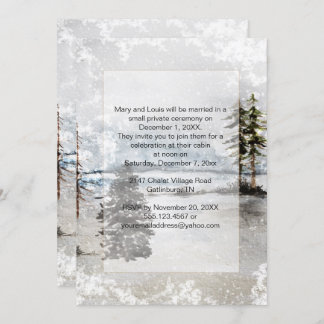 Snow Lake Fir Pine Trees Reception Only Wedding Invitation