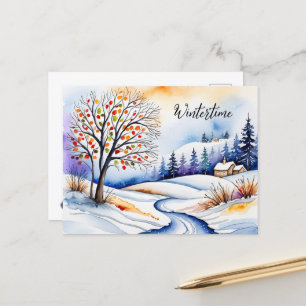 Snow Landscape - House at the edge of the forest   Postcard