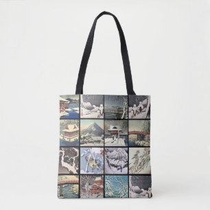 snow landscape trees japanese art paintings tote bag