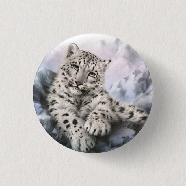 Snow leopard 3 cm round badge (Front)