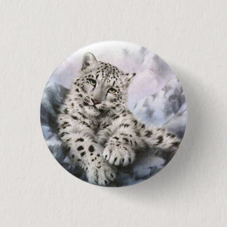 Snow leopard 3 cm round badge