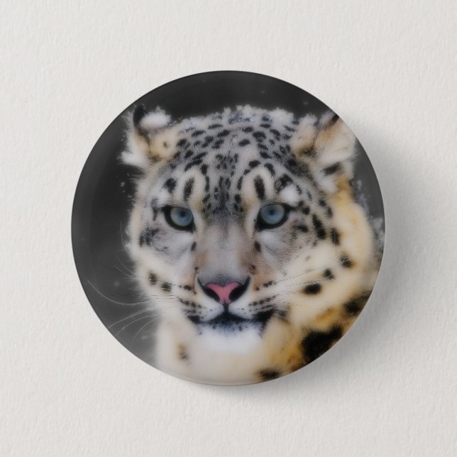Snow Leopard 6 Cm Round Badge (Front)