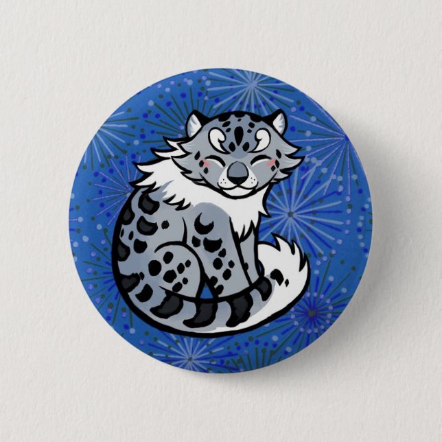 Snow Leopard 6 Cm Round Badge (Front)