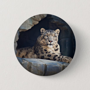 Snow Leopard 6 Cm Round Badge