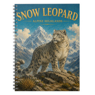 Snow Leopard Alpine Highlands Watercolor GeoSaga Notebook
