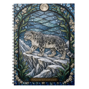 Snow Leopard Alpine Ledge Illumina Stained Glass Notebook
