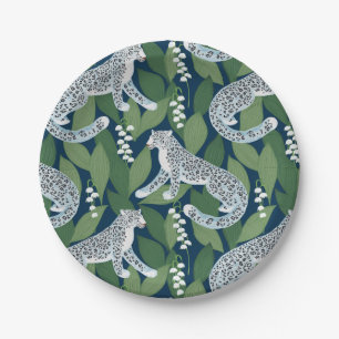 Snow Leopard and Lily of the Valley Paper Plate