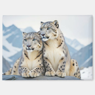 Snow Leopard Animal Nature Wildlife Affection Love Magnet
