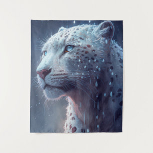 Snow Leopard Animal Portrait Painting Wildlife Art Tapestry
