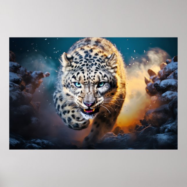 Snow Leopard Animal Wildlife Wilderness Wall Art (Front)