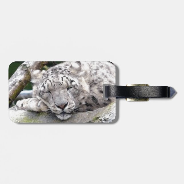 Snow Leopard - beautiful! Luggage Tag (Back Horizontal)