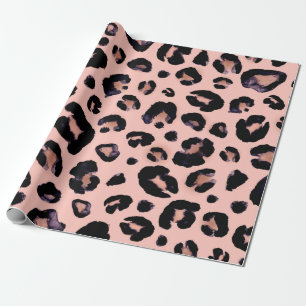 Snow Leopard black gray beige seamless background. Wrapping Paper