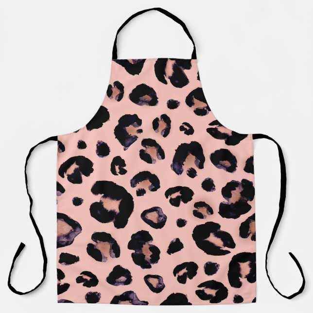 Snow Leopard black grey beige seamless background. Apron (Front)