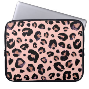 Snow Leopard black grey beige seamless background. Laptop Sleeve